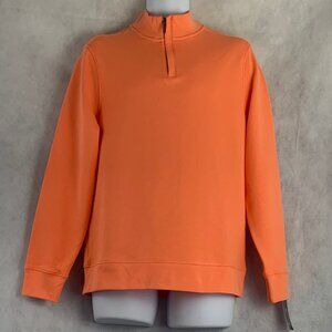 Club Room Men's 1/4 Zip Mock Neck 100% Cotton Sweatshirt, Melon Burst, Small